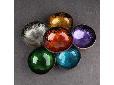 Ciotola di Cocco con Logo Base Laccata Australia Cera Profumata Indonesia