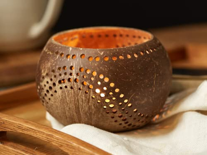 Ciotola di Cocco Piccola in Legno Naturale Intagliata a Mano per Bambini