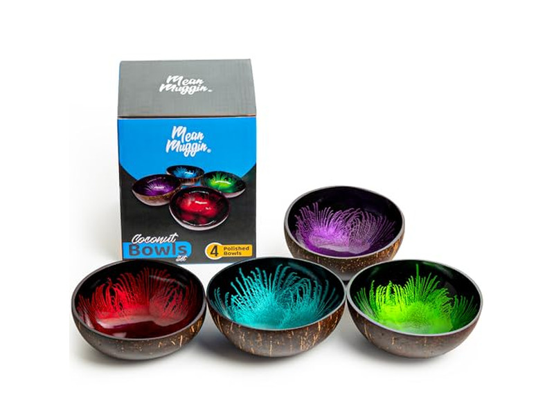 Set di Ciotole Eco-Friendly Fatto a Mano in Legno per Zuppa a Forma di Diamante