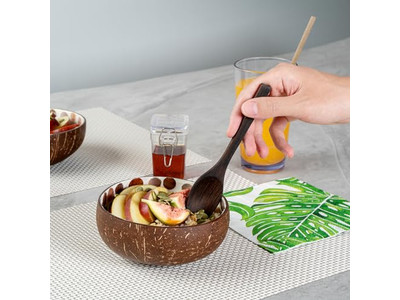 Set di Ciotole per Insalata Acai Fatte a Mano Artigianato Pratico Monkeys di Cocco Mosaic Mezze Conchiglie