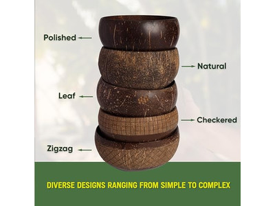 Set di Ciotole di Bambù 7 per Cibo Ciotola di Gelato di Cocco 32 4 Grande Guscio Organico