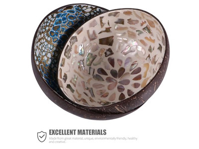 Ciotola di Cocco Intagliata Ultime Ciotole Laccate Motivo Unico Cluster Cucchiai di Guscio