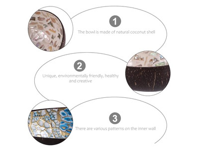 Ciotola di Cocco Intagliata Ultime Ciotole Laccate Motivo Unico Cluster Cucchiai di Guscio